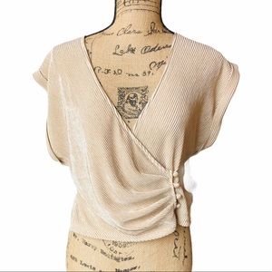 Lulu’s Beige Ribbed Side Ruched Blouse Sz S